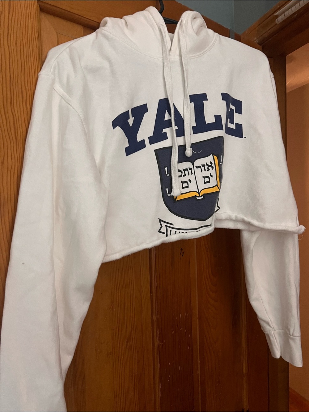 Yale Women's White Cropped Hoodie - Logo Crop Top